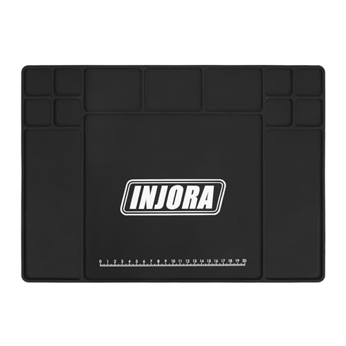 INJORA Silikon-Arbeitsmatte Pit Mat für TRX4M SCX24 1/18 1/24 RC Auto (420×297mm) von INJORA