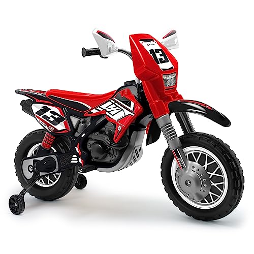 INJUSA - Moto Cross Thunder Max VX Elektromotorrad, 12V Batterie, für Kinder ab 3 Jahren, mit Gashebel, Stützrädern und Rädern mit Gummiprofil, Geschwindigkeit von 6 km/h, Rot Farbe von INJUSA