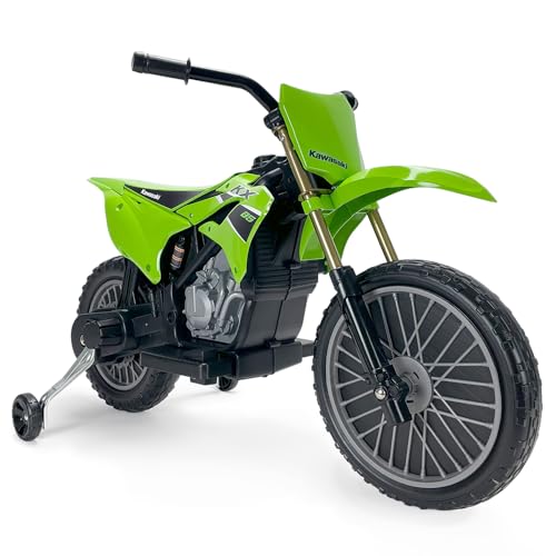 INJUSA - Kawasaki Elektromotorrad für Kinder ab 2 Jahren, Batterie 12 V, Gaspedal, Stützräder, elektrische Bremse, Geschwindigkeit 6 km/h, Grün von INJUSA