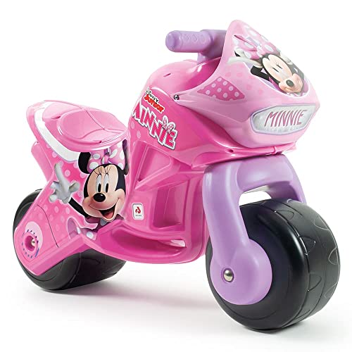 INJUSA - Motorrad Laufrad Twin Dessert Minnie Mouse, Ride-On für Kinder ab 18 Monaten, Dauerhafte Dekoration, Breiten Kunststoffrädern und Elterlichem Tragegriff, Farbe Rosa von INJUSA