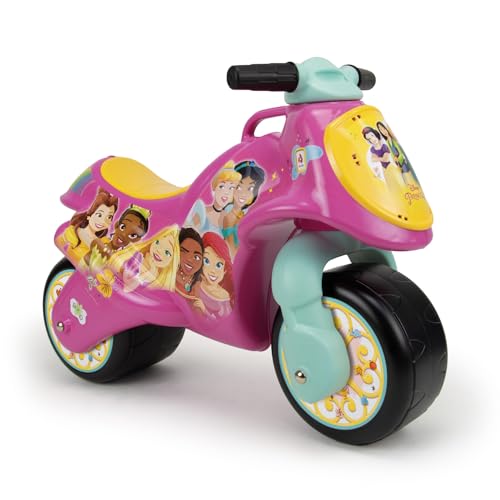 INJUSA - Moto Laufrad Neox Disney Prinzessinnen, Ride on für Kinder von 18 bis 36 Monaten, mit breite Kunststoffräder, Tragegriff für die Eltern, dauerhafte und wasserfeste Dekoration, Rosa Farbe von INJUSA