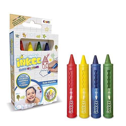 INKEE BATH CRAYONS 4 x Badestifte für Kinder Badewanne , Bleistifte für Keramikoberflächen, Badespielzeug Badewannenstifte für Kinder 4 Stück - leicht zu reinigen von INKEE