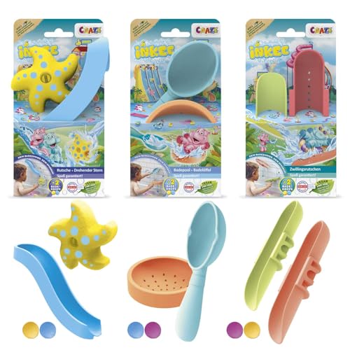 INKEE Bath Set | Badewanne Spielzeug Kinder Badeset mit Rutschen, rollenden Stern, Planschbecken & Schaufel , Badespielzeug mit Saugnäpfe von INKEE