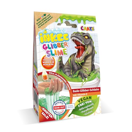 INKEE Bath Slime Dino | Bade-Glibber Schleim mit Vitamin E, neon-grünes Badepulver mit Cola Gummies Aroma, 100g Schleimpulver INKEE Bath Slime Dino | Bade-Glibber Schleim mit Vitamin E, neon-grünes Badepulver mit Cola Gummies Aroma, 100g Schleimpulver von INKEE