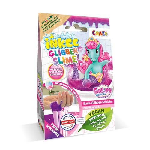 INKEE Bath Slime Galupy Mermaid | Bade-Glibber Schleim mit Vitamin E, neon-pinkes Badepulver mit Zuckerwatte-Aroma, 100g Schleimpulver von INKEE