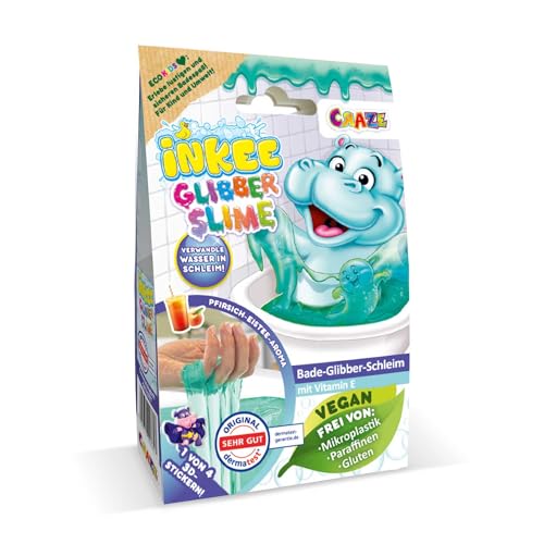 INKEE Bath Slime Hippo | Bade-Glibber Schleim mit Vitamin E, blaugrünes Schleimpulver mit Pfirsich Aroma, 100g Schleimpulver von INKEE