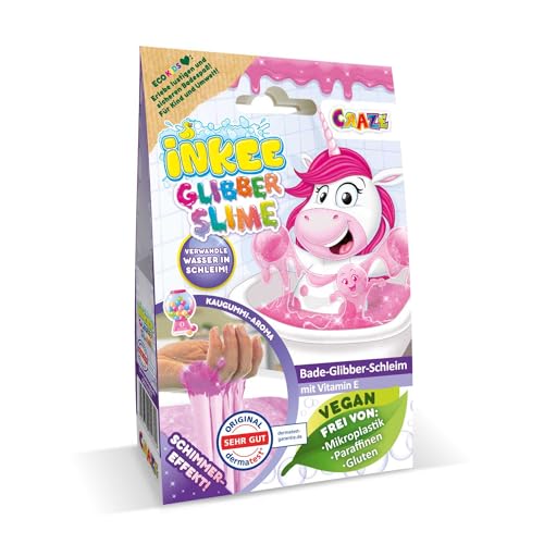 INKEE Bath Slime Unicorn | Bade-Glibber Schleim mit Vitamin E, pinkes Schleimpulver mit Bubble Gum Aroma, 100g Schleimpulver von INKEE