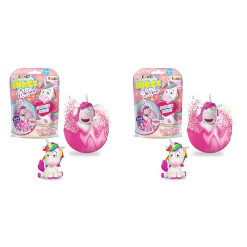 INKEE Craze Unicorn | Badebombe Kinder mit Überraschung, Badekugel 100g mit Einhornfiguren, Pop-Corn Duft (Packung mit 2) von CRAZE