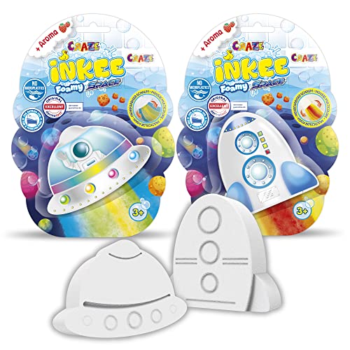 INKEE FOAMY SPACE | 2er Pack Kinder Badebomben mit Erdbeer-Duft, Badekugeln im Rakete oder Raumschiff Form, mehrfarbigen Schaum INKEE FOAMY SPACE | 2er Pack Kinder Badebomben mit Erdbeer-Duft, Badekugeln im Rakete oder Raumschiff Form, mehrfarbigen Schaum von INKEE