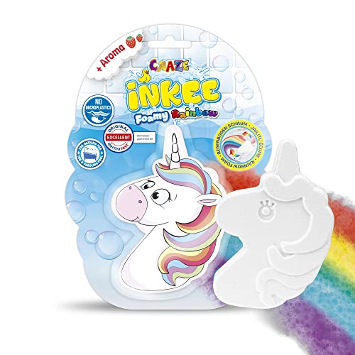 INKEE Foamy Rainbow | Regenbogen Badebombe Kinder Badezusatz mit Erdbeer-Duft, Badekugel in Wolken oder Einhorn Form, 150g von INKEE