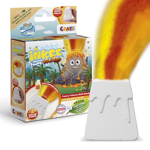 INKEE Foamy Volcano | Badebombe Kinder in Vulkan-Form, Badekugel Kinder Gelb, Rot & Orange mit Cola-Duft & Macadamia-Öl, Super Cremig INKEE Foamy Volcano | Badebombe Kinder in Vulkan-Form, Badekugel Kinder Gelb, Rot & Orange mit Cola-Duft & Macadamia-Öl, Super Cremig von INKEE