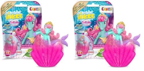 INKEE GALUPY MERMAID | Meerjungfrau Badekugel mit Überraschung, Kinder Badebombe in Muschelform mit Meerjungfrau Figuren & Zuckerwatte Aroma (Packung mit 2) von INKEE