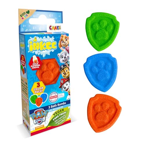 INKEE Paw Patrol Badebomben 3er Pack - Badekugeln in 3 Farben mit Mandelöl & Colagummi-Aroma - 3x15g von INKEE