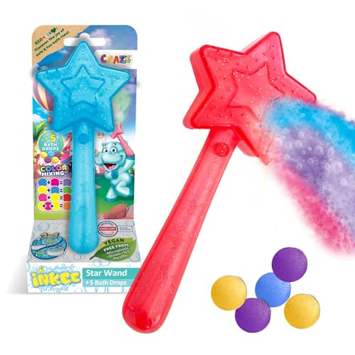 INKEE Wand Star Bath Toys | Stern-Zauberstab mit Kinder Badebomben , Badekugeln mit Badefarben für die Badewanne, Erdbeerduft - Badewanne Spielzeug Kinder, Farbauswahl Nicht möglich von INKEE