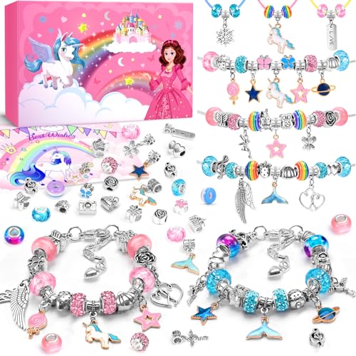 INOMO Einhorn Geschenke für Mädchen, Einschulung Mädchen Geschenk Bastelset Kinder ab 6 Jahre, Armbänder Selber Machen Spielzeug ab 5-12 Jahre Schmuck Basteln Mädchen, Weihnachtsgeschenke für Kinder von INOMO