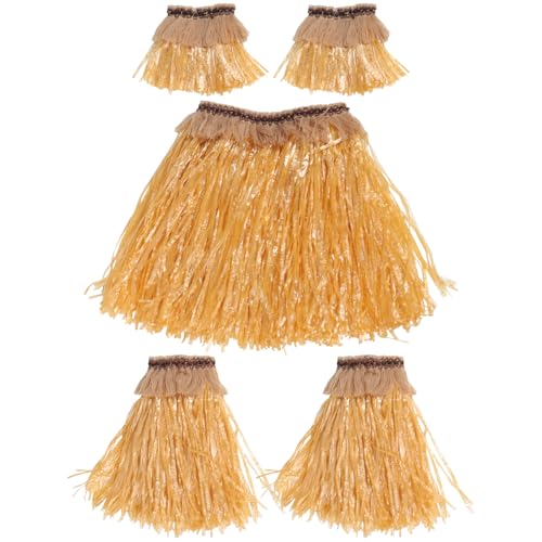 INOOMP 5Pcs Hawaiian Fancy Gras Rock Set Arm- Und Beinbands Kostüm Elastic Kostüm Für Frauen Luau Party Dancing Hula von INOOMP