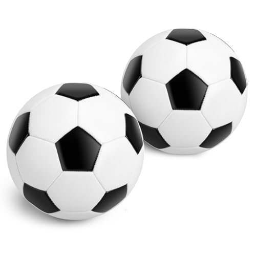 INPODAK 2-Pack Größe 2 Klassische Schwarz-Weiße Fußbälle Mini-Fußball für Kinder im Alter von 1-6 Jahren, Fußballgeschenke für Jungen und Mädchen, Kleine Bälle für Garten, Außenbereich von INPODAK