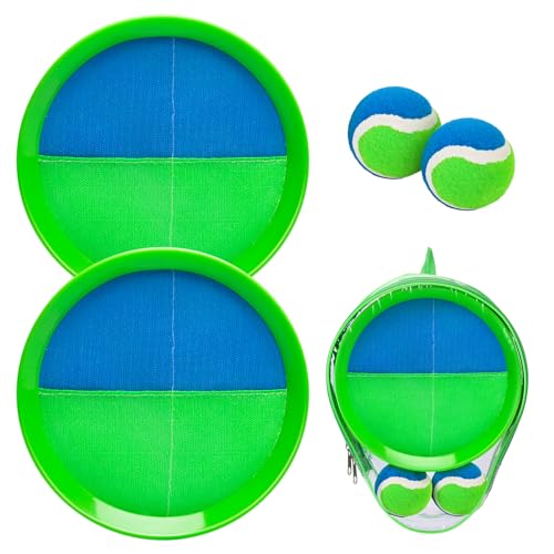 INPODAK Klettspiel Wurf Spiel Kinder, Klettballspiel für Kinder, Klettball Spiel ab 3 4 5 6 7 8 9 Kinder, Strandspiele Wurfspiel, Spielzeug, Sommerspiele Draußen Garten Blau Grün von INPODAK