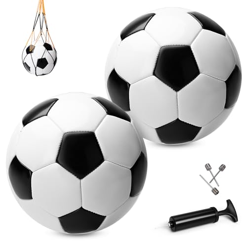 INPODAK 2er Pack Größe 3 Fußball,Schwarz-Weißer Fußball mit Handpumpe,Fußbälle für Kinder von 5 bis 10 Jahren,Jugendtraining Ball,Robuste Komplettset Trainingsbälle für Verein & Jugend INPODAK 2er Pack Größe 3 Fußball,Schwarz-Weißer Fußball mit Handpumpe,Fußbälle für Kinder von 5 bis 10 Jahren,Jugendtraining Ball,Robuste Komplettset Trainingsbälle für Verein & Jugend von INPODAK