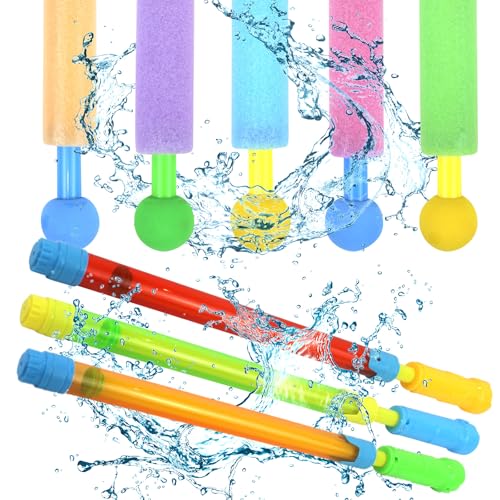 INSANYJ 8 Stück Wasserpistole für Kinder Erwachsene, 21 cm Wasserspritze & 43 cm Wasserspritzpistole Große, Spritzpistole Super Soaker für Pool Spielzeug, Wasserspielzeug Schwimmbad, Strand Wasserpart von INSANYJ