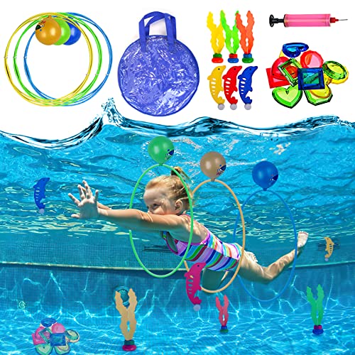 Pool Spielzeug ab 5 6 7 8 9 Jahren Jungen Mädchen, Tauchspielzeug Tauchringe Kinder Set Poolspielzeuge Poolparty Geschenk 5-12 Jahre Schwimmbad Wasserspielzeug Outdoor von INSANYJ