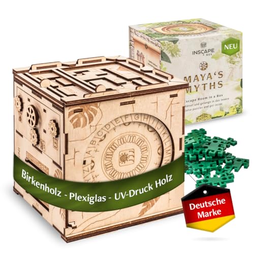 INSCAPE Maya´s Myths - Escape Room Spiel Erwachsene - XL Rätselbox Holz - Escape Box - 3D Puzzle Box - Knobelspiele für Erwachsene - Geburtstagsgeschenk für Erwachsene - Geschenkbox - Cluebox von INSCAPE