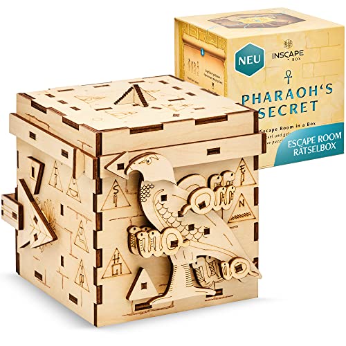 INSCAPE Pharaoh´s Secret - Rätselbox Holz - Puzzle Box - Escape Room Spiel Erwachsene und Kinder - Knobelspiele für Erwachsene - 3D Holzpuzzle - Cluebox - Denkspiele von INSCAPE