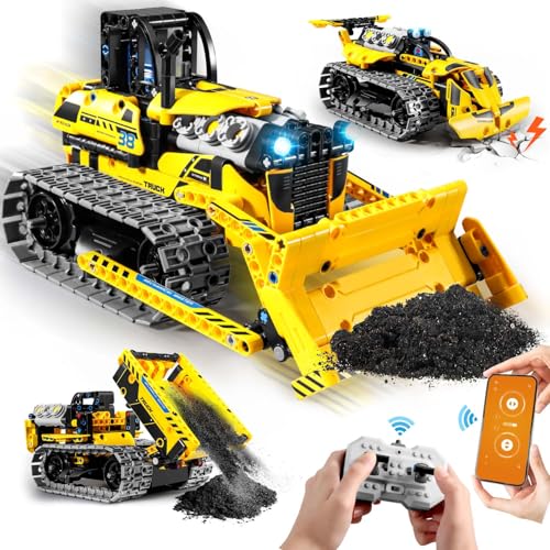 INSOON 3 IN 1 Ferngesteuertes Technik Auto Bauspielzeug Set - 452 Stück Bulldozer, Kipplaster, Raupenfahrzeug, STEM Technic Bausätze Spielzeug Geschenke für Kinder Jungen ab 6 7 8 9 10 11 12+ Jahren von INSOON