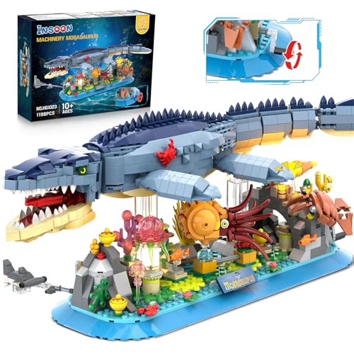 INSOON Mosasaurus Bauspielzeug mit Licht, 1219 Stück Bewegbarer Tiere Bausteine Modell mit Nautilussen Quallen Korallenriffen, Klemmbausteine Heimdekor Geschenk für Erwachsene Teens Jungen 12+ INSOON Mosasaurus Bauspielzeug mit Licht, 1219 Stück Bewegbarer Tiere Bausteine Modell mit Nautilussen Quallen Korallenriffen, Klemmbausteine Heimdekor Geschenk für Erwachsene Teens Jungen 12+ von INSOON