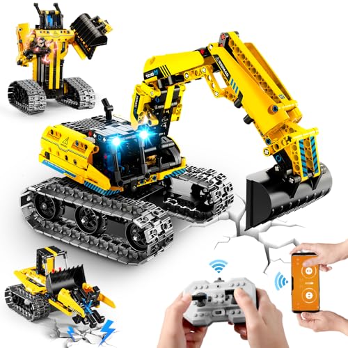 INSOON 3 IN 1 Ferngesteuert Technik Bauspielzeug Set, 430 Stück RC Bagger Roboter Baustelle App & Fernsteuerung, Technic STEM Bausätze Spielzeug Geschenke für Kinder Jungen ab 6 7 8 9 10 11 12+ Jahren von INSOON