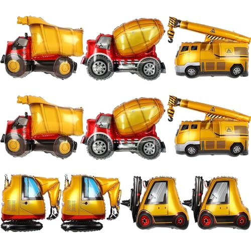 Inspireyee 10 Pcs BAU Ballons BAU LKWs Party Dekorationen für Kind Bagger Ballon Dump Truck Folie Ballon Traktor Ballon für Geburtstag Party BAU Traktor Themed Birthday Party Favor (Con-Balloon) von Inspireyee