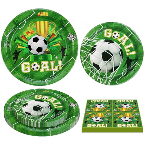 120 Pack Fußball Party Supplies Sports Theme Birthday Decorations Fußball Party Plates, Servietten Fußball Thema Set für Jungen Sport Thema Geburtstag Dekorationen dient 40 Gäste von INSPIREYEE