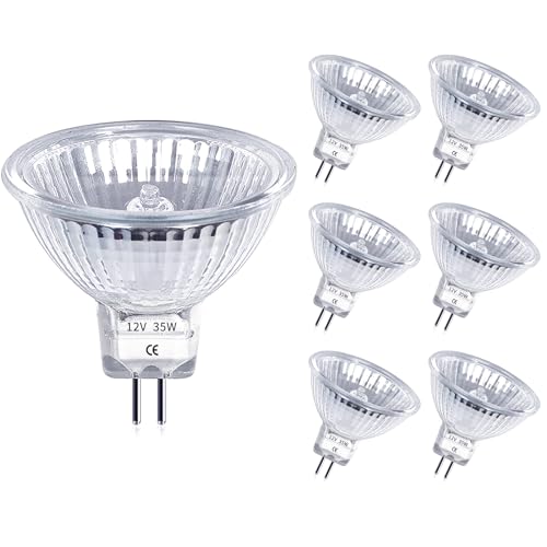 MR16 Halogen Leuchtmittel, Leuchtmittel MR16 Warmweiß 2700K Dimmbar, Halogen 12V 35W MR16, 6er-Pack GU5.3 Halogen 35W von INSTR