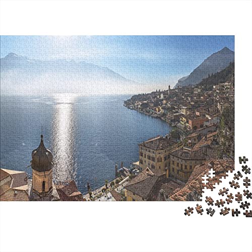 1000 Stück Lake Garda Puzzles Für Erwachsene Impossible Puzzle 1000 Teiliges Puzzle Lernspiel Spielzeug Geschenk 1000pcs (75x50cm) von INTCHE