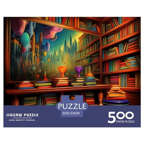 Bookshelf Puzzle 1000 Impossible Teile Puzzle Für Erwachsene Puzzle DIY Holzpuzzle Geschicklichkeitsspiel Für Die Ganze Familie 500pcs (52x38cm) von INTCHE