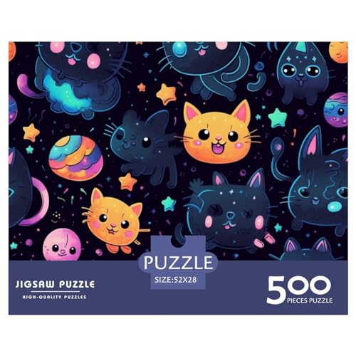 Cat Puzzle 1000 Teile Erwachsene Puzzle DIY Jigsaw Puzzle Holzpuzzle Für Die Ganze Familie Intellektuelles Herausforderungsspiel 500pcs (52x38cm) von INTCHE