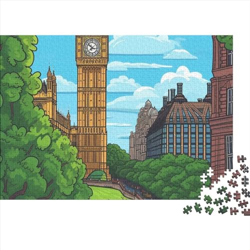 Cities and Towns Puzzle 1000 Impossible Teile Puzzle Für Erwachsene Puzzle DIY Holzpuzzle Geschicklichkeitsspiel Für Die Ganze Familie 300pcs (40x28cm) von INTCHE