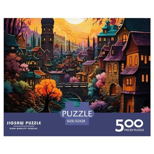 Cityscape Architecture Puzzle 1000 Impossible Teile Puzzle Für Erwachsene Puzzle DIY Holzpuzzle Geschicklichkeitsspiel Für Die Ganze Familie 500pcs (52x38cm) von INTCHE