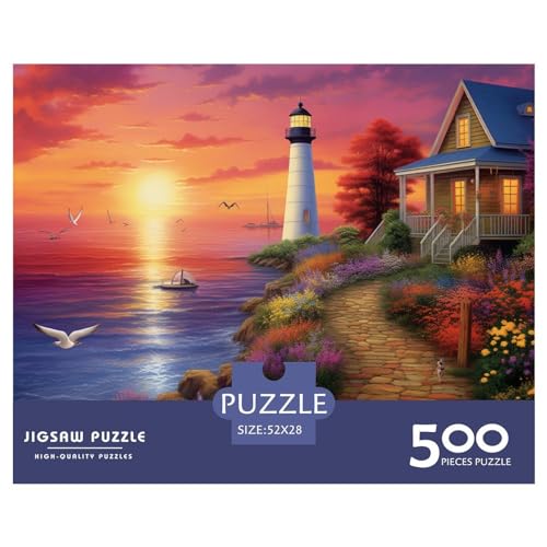 Coastal Lighthouses Puzzle 1000 Teile Erwachsene Puzzle DIY Jigsaw Puzzle Holzpuzzle Für Die Ganze Familie Intellektuelles Herausforderungsspiel 500pcs (52x38cm) von INTCHE