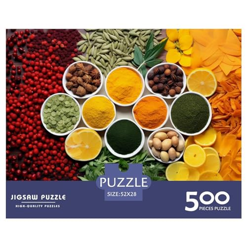 Colourful Spices Puzzle 1000 Teile Erwachsenenpuzzle Puzzle Holzpuzzle Geschicklichkeitsspiel Für Die Ganze Familie Intellektuelles 500pcs (52x38cm) von INTCHE