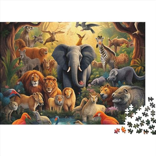 Jungle Animals Puzzle 1000 Teile Erwachsene Puzzle DIY Jigsaw Puzzle Holzpuzzle Für Die Ganze Familie Intellektuelles Herausforderungsspiel 1000pcs (75x50cm) von INTCHE