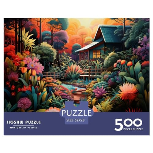 Jungle Hut Puzzle 1000 Teile Erwachsene Puzzle DIY Jigsaw Puzzle Holzpuzzle Für Die Ganze Familie Intellektuelles Herausforderungsspiel 500pcs (52x38cm) von INTCHE