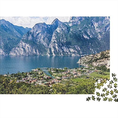 Lake Garda Puzzle 1000 Impossible Teile Puzzle Für Erwachsene Puzzle DIY Holzpuzzle Geschicklichkeitsspiel Für Die Ganze Familie 500pcs (52x38cm) von INTCHE