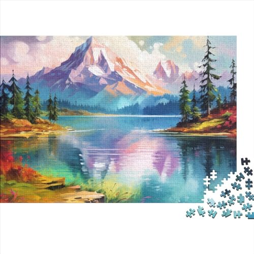 Lakes and Snowy Mountains Puzzle 1000 Teile Erwachsenenpuzzle Puzzle Holzpuzzle Geschicklichkeitsspiel Für Die Ganze Familie Intellektuelles 1000pcs (75x50cm) von INTCHE