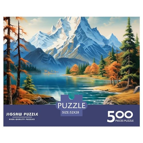 Lakes and Snowy Mountains Puzzle 1000 Teile Erwachsenenpuzzle Puzzle Holzpuzzle Geschicklichkeitsspiel Für Die Ganze Familie Intellektuelles 500pcs (52x38cm) von INTCHE