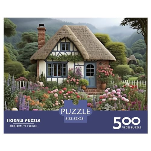 Mountain Village Cottage Puzzle 1000 Teile Erwachsene Puzzle DIY Jigsaw Puzzle Holzpuzzle Für Die Ganze Familie Intellektuelles Herausforderungsspiel 500pcs (52x38cm) von INTCHE