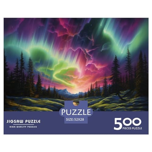 Northern Lights in Norway Puzzle 1000 Teile Erwachsenenpuzzle Puzzle Holzpuzzle Geschicklichkeitsspiel Für Die Ganze Familie Intellektuelles 500pcs (52x38cm) von INTCHE