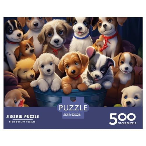 Puppies Puzzle 1000 Teile Erwachsenenpuzzle Puzzle Holzpuzzle Geschicklichkeitsspiel Für Die Ganze Familie Intellektuelles 500pcs (52x38cm) von INTCHE