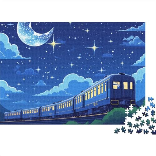 Train Starry Night Puzzle 1000 Teile Erwachsenenpuzzle Puzzle Holzpuzzle Geschicklichkeitsspiel Für Die Ganze Familie Intellektuelles 1000pcs (75x50cm) von INTCHE