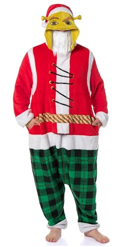 INTIMO Shrek Kigurumi-Kostüm für Erwachsene, Unisex, Fleece, mit Kapuze, Pyjama, Union-Anzug für Damen und Herren, Shrek Santa, XX-Large-3X-Large von INTIMO